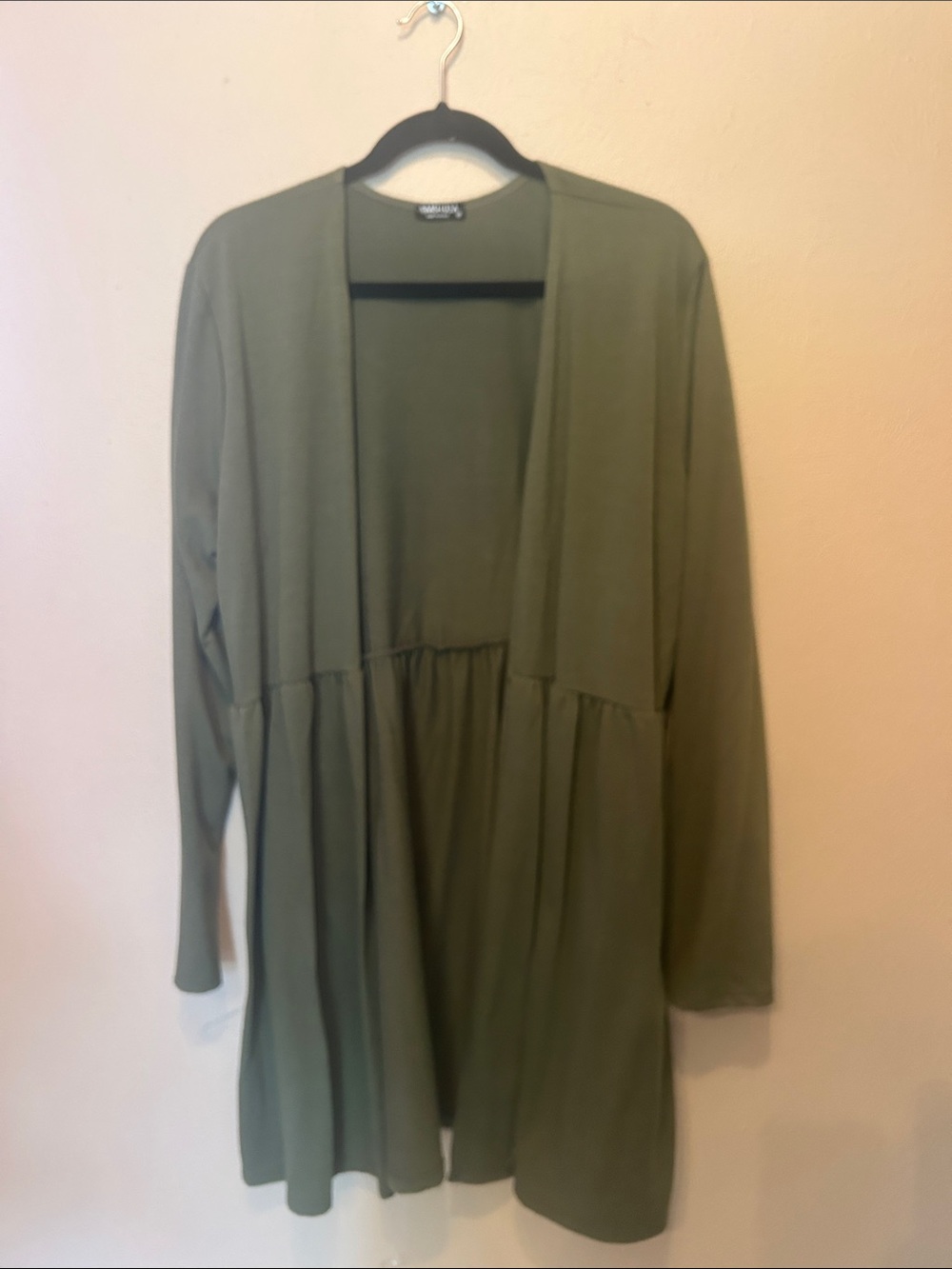 Olive Long Sleeve Open Front Women's Cardigan